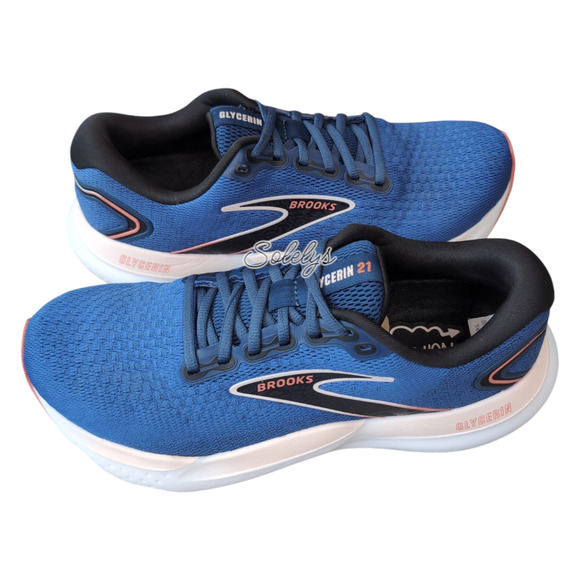 Brooks Glycerin 21 Womens 9.5 Blue Icy Pink Rose Road Running Comfort Sneaker - Picture 12 of 12
